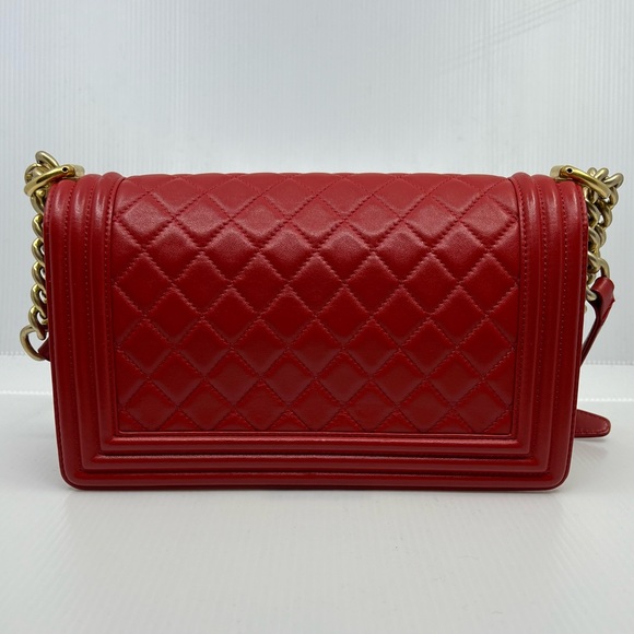 Chanel Red Medium Quilted Boy Bag LGHW - Picture 2 of 16